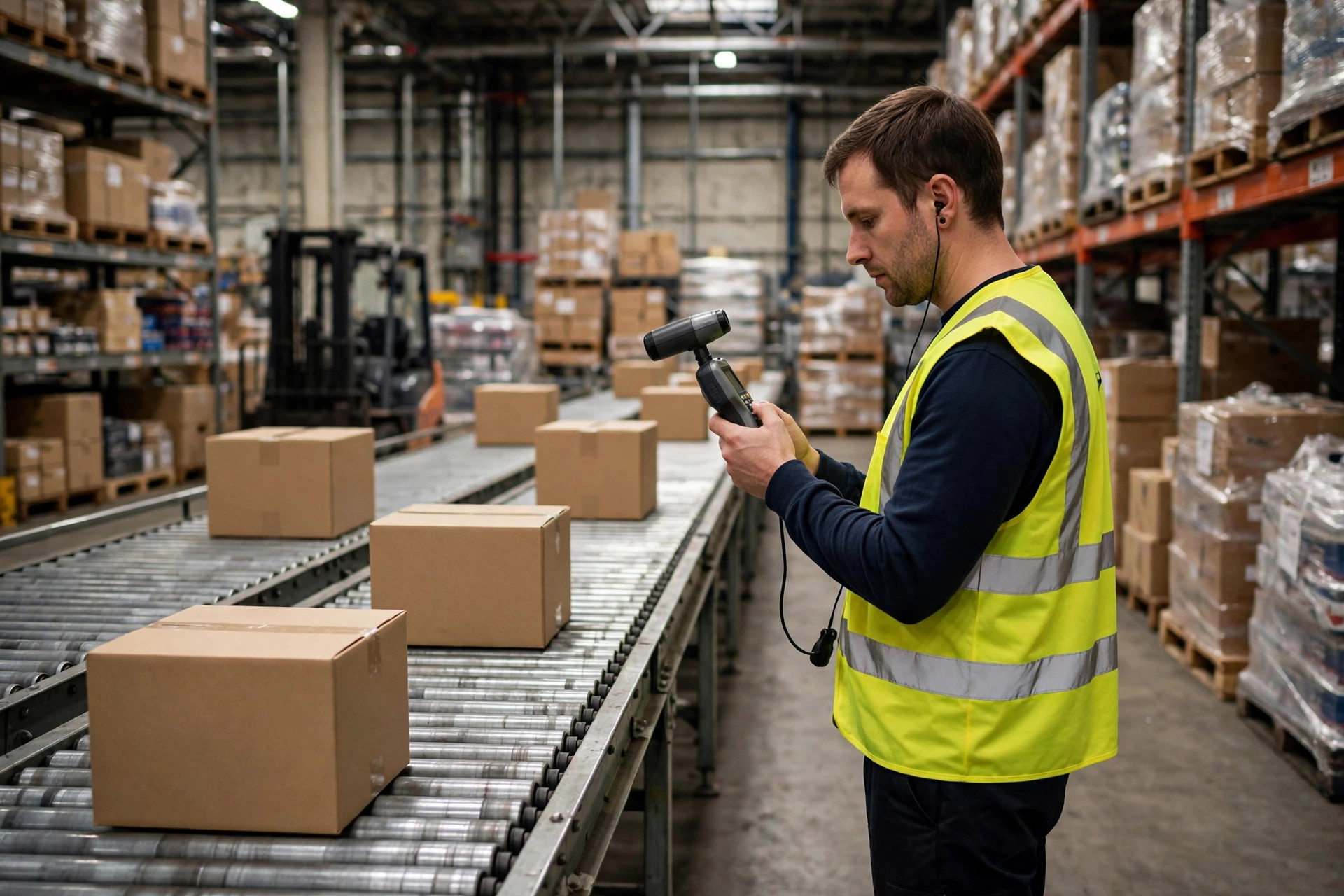 Measuring conveyor noise with a sound level meter