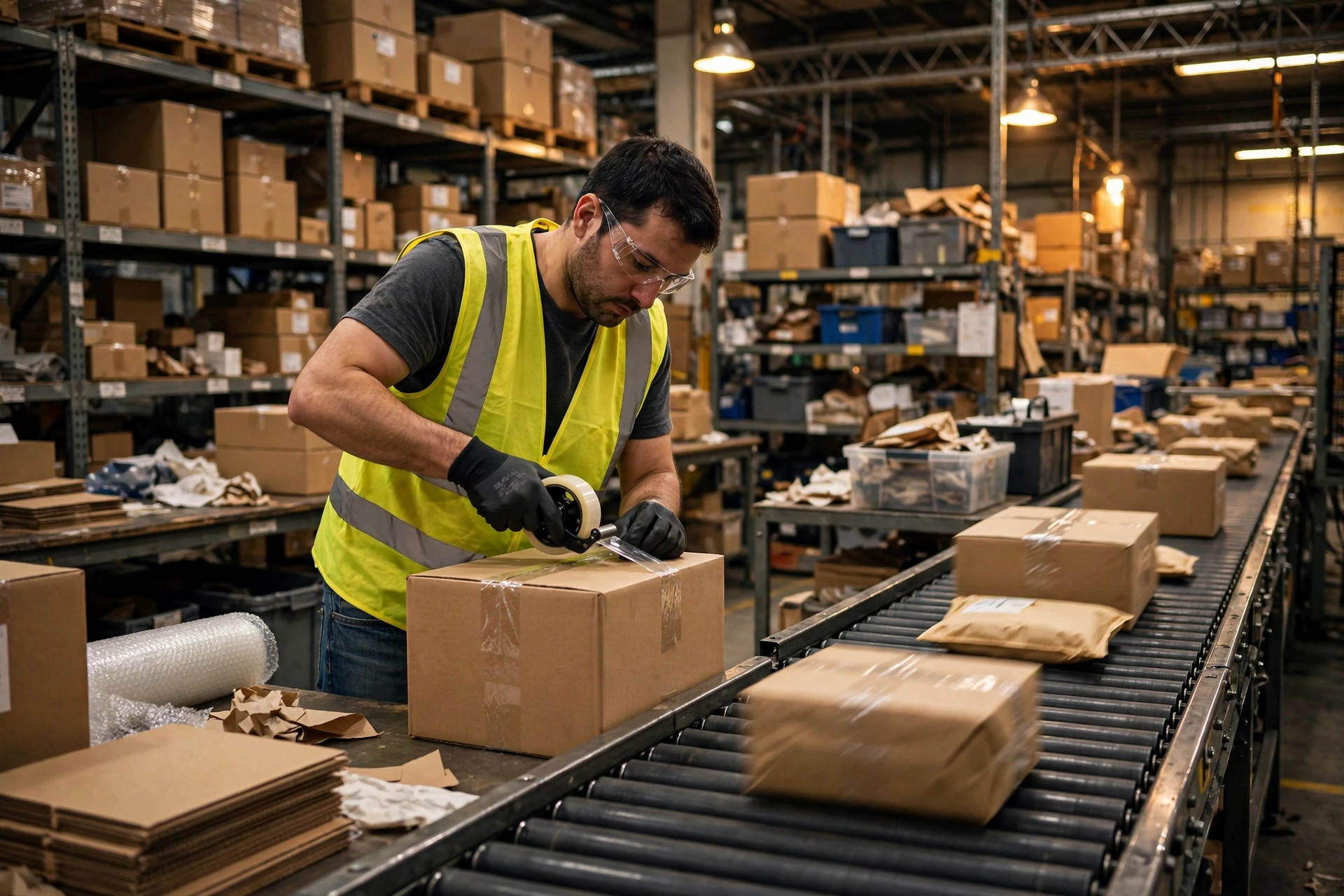 Amazon FBA warehouse packing station