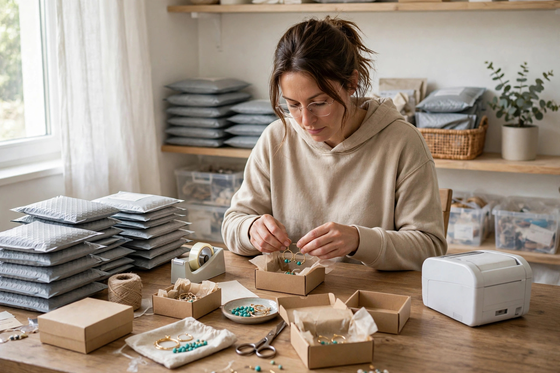 Etsy seller packing orders