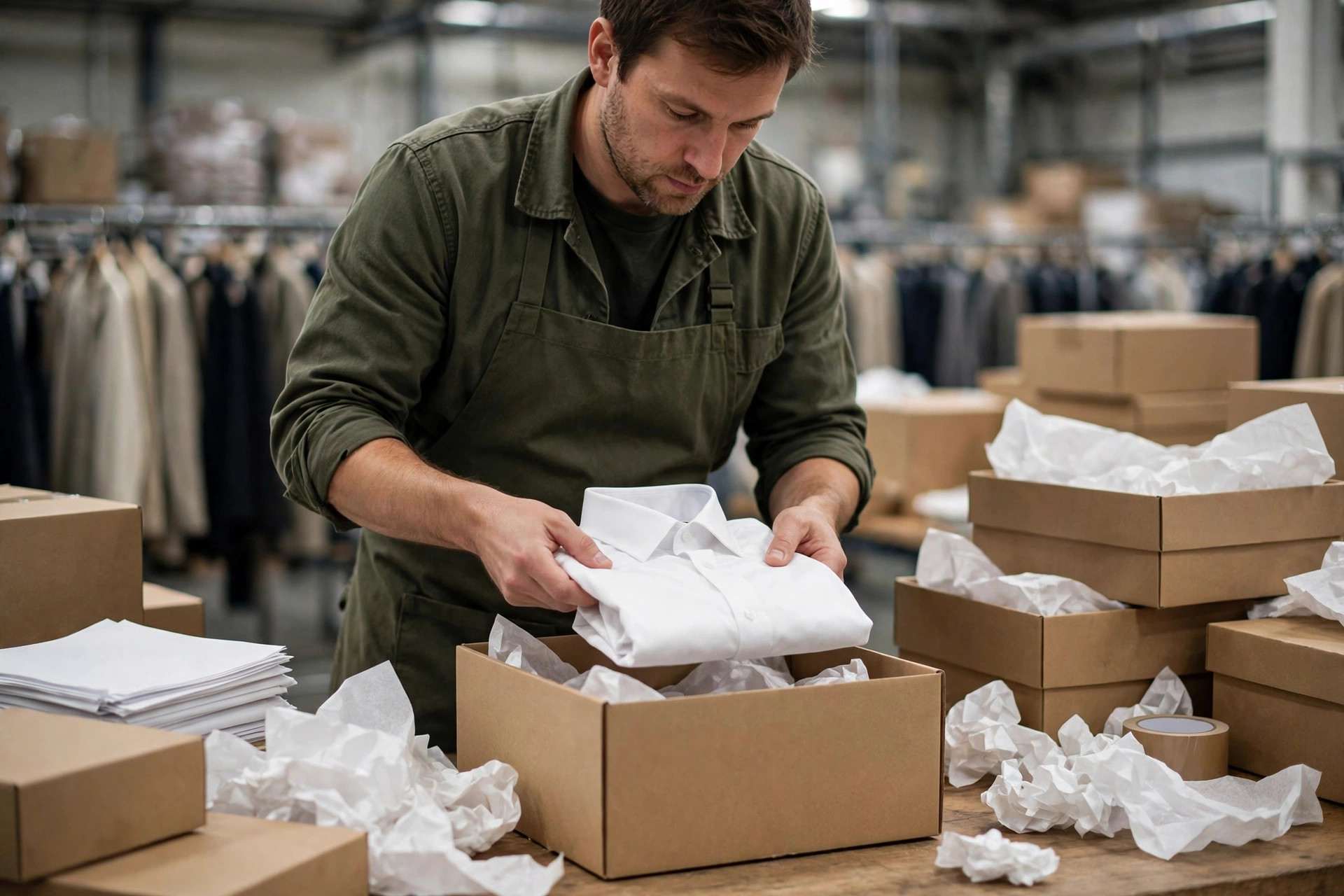 Packing apparel for shipment