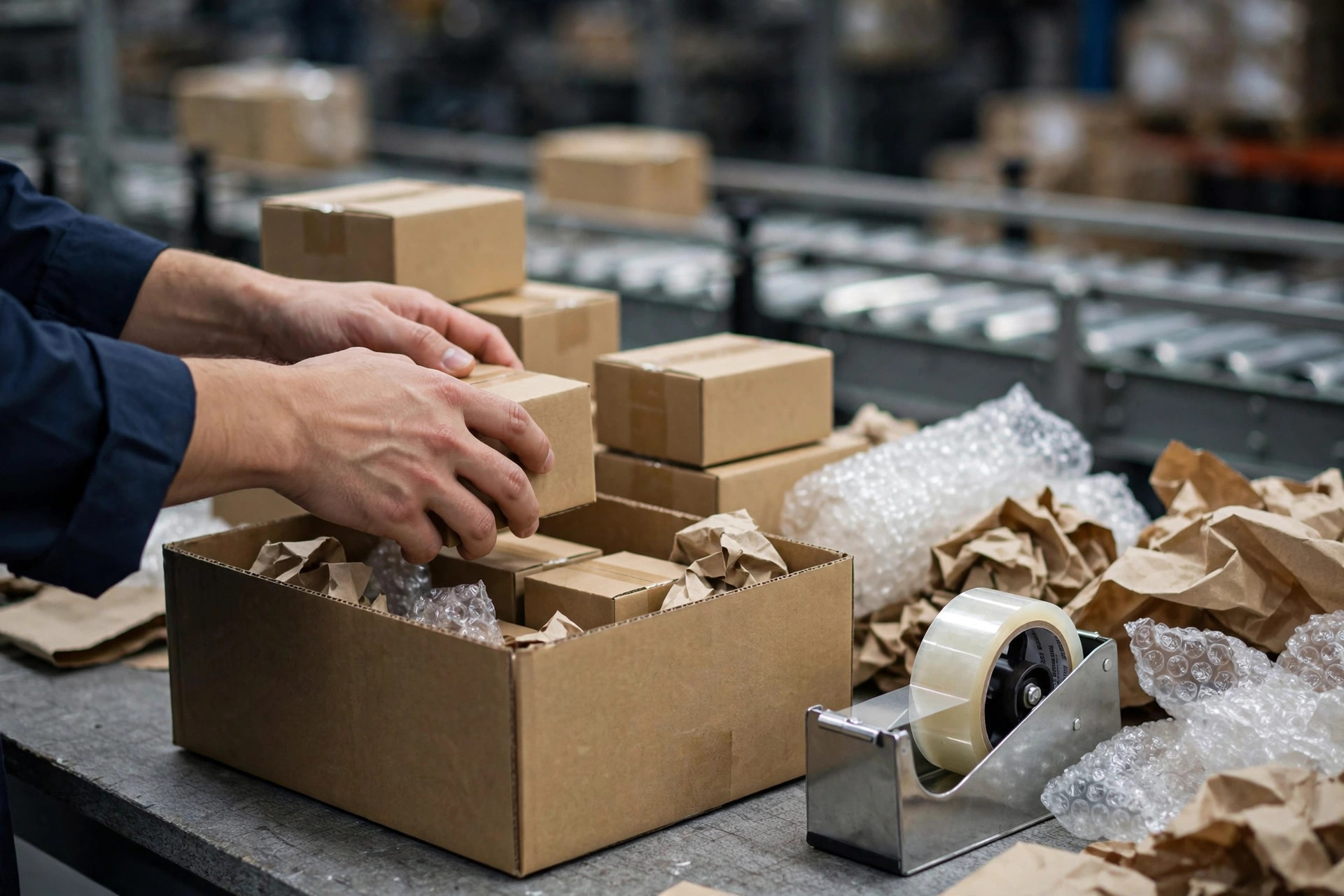 Consolidating multiple small boxes into one parcel at the pack station
