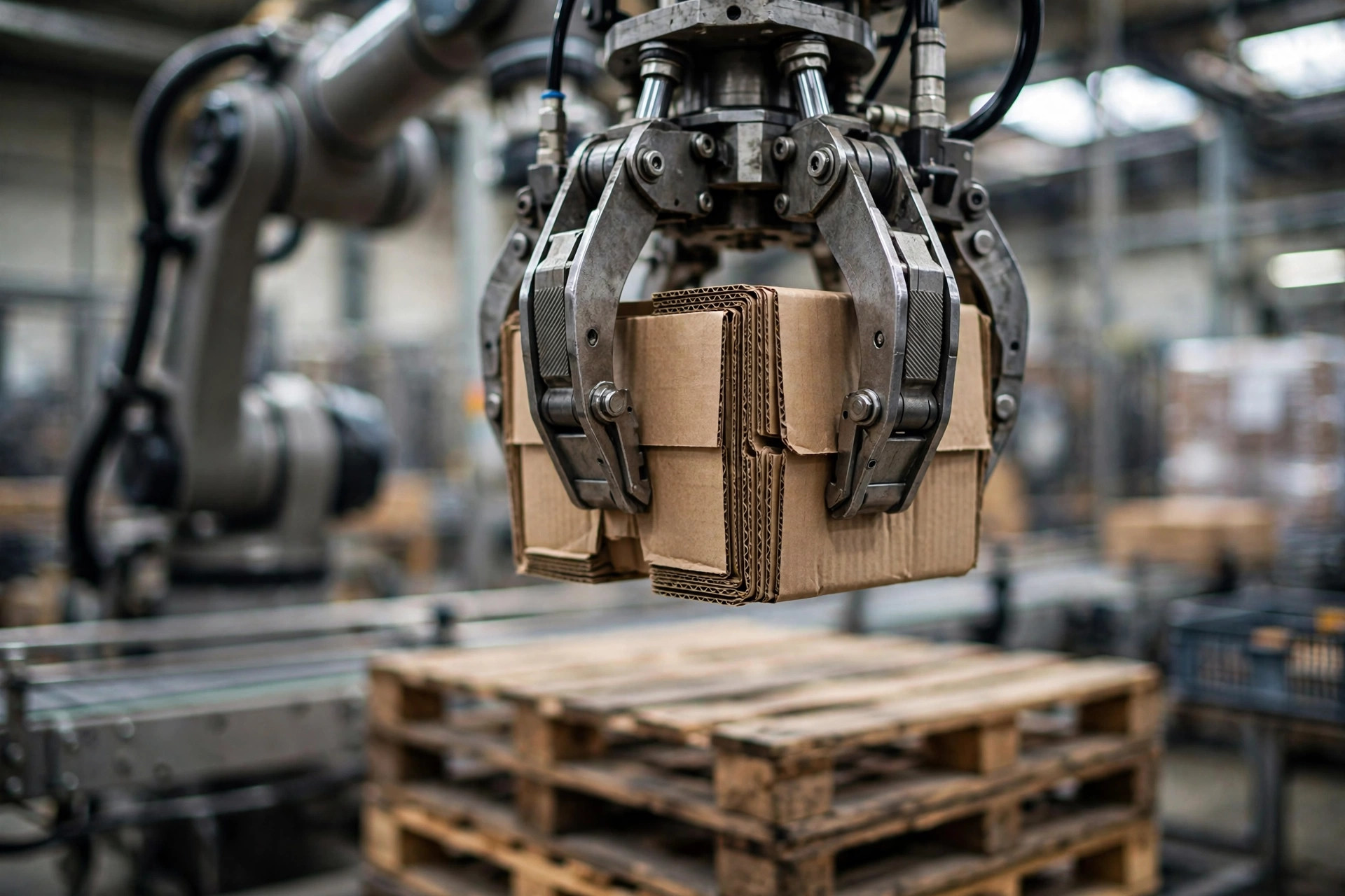 Clamp gripper lifting a carton