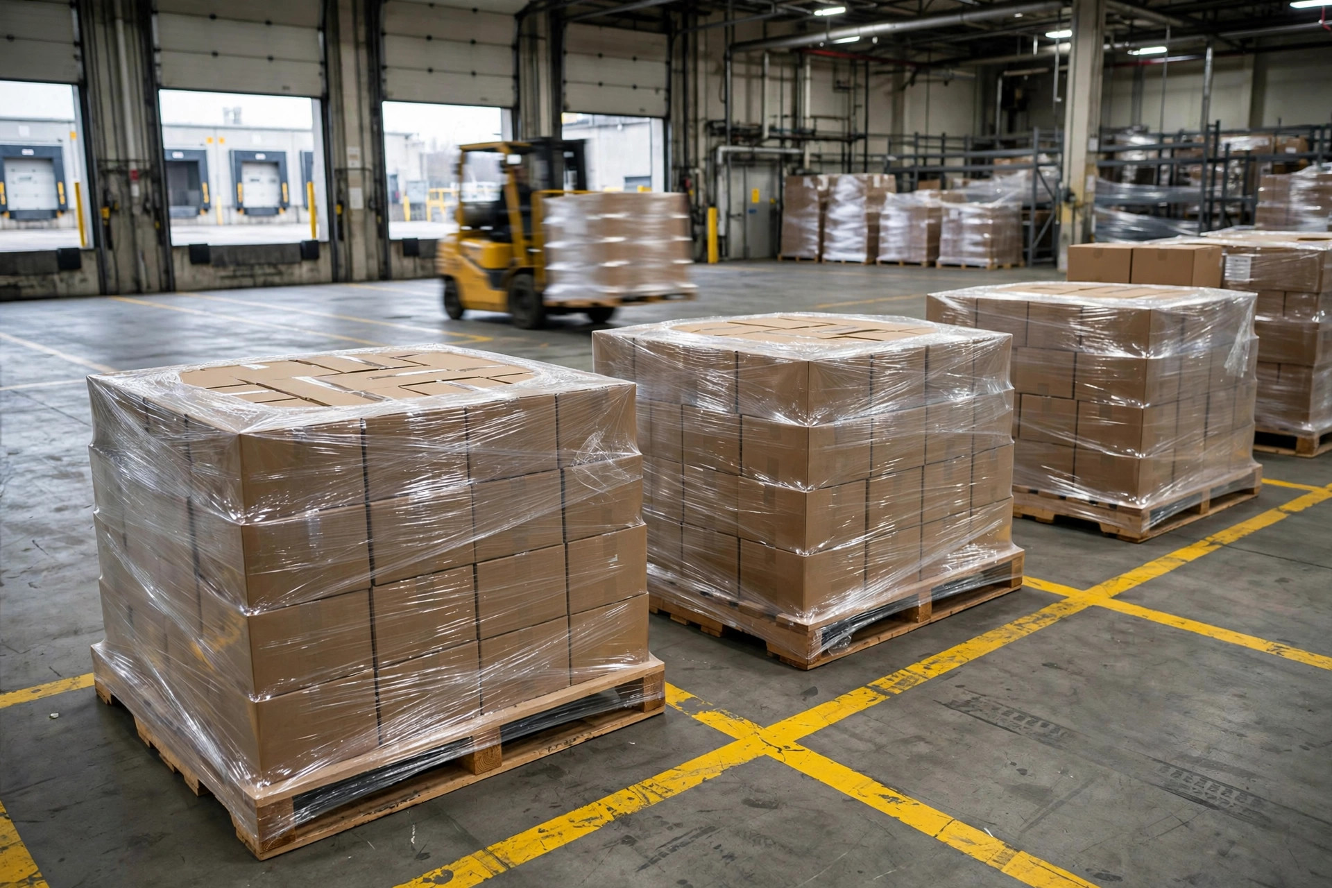 Workers packing parcels at an e-commerce fulfillment packing station